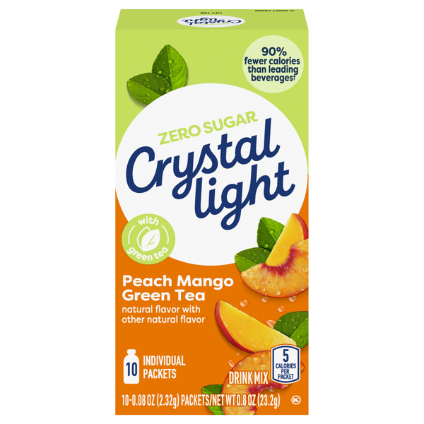 Crystal Light Sugar Free Peach Mango Green Iced Tea Mix Packets - 10 ct