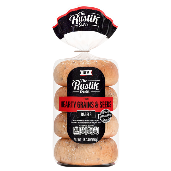 The Rustik Oven Hearty Grains & Seeds Bagels - 4 ct