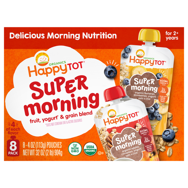 Happy Tot Organics Stage 4 Super Morning Fruit Blend Variety Pack - 8 ct