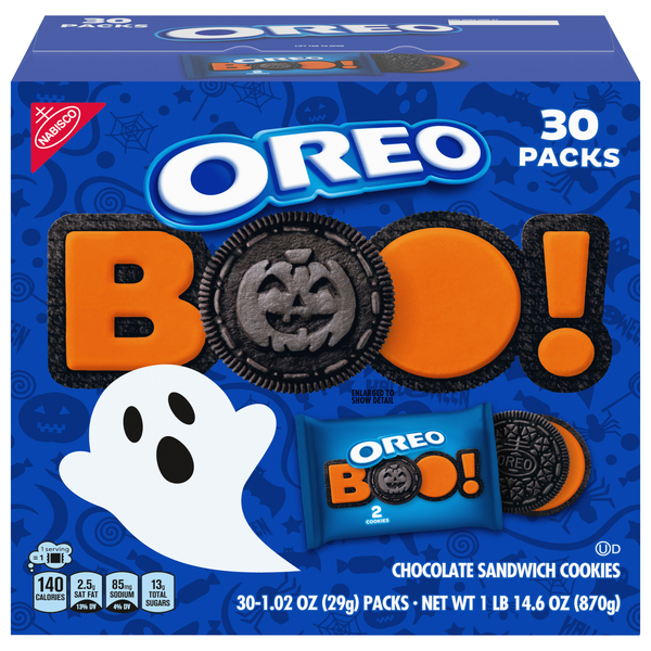 Save on OREO Boo! Chocolate Orange Creme Sandwich Cookies Halloween