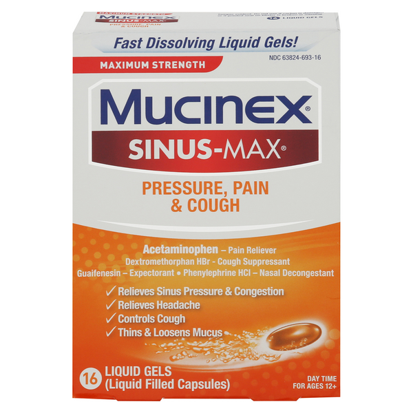 Mucinex Sinus-Max Severe Congestion Relief Maximum Strength Liquid Gels