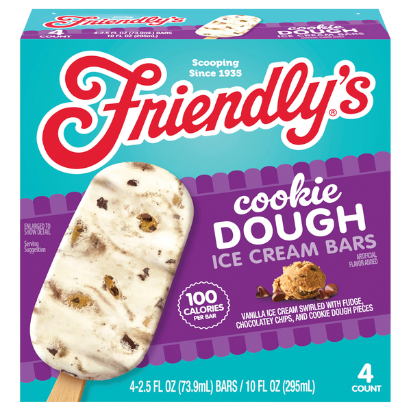 Friendly's Cookie Dough Ice Cream Bars - 4 ct