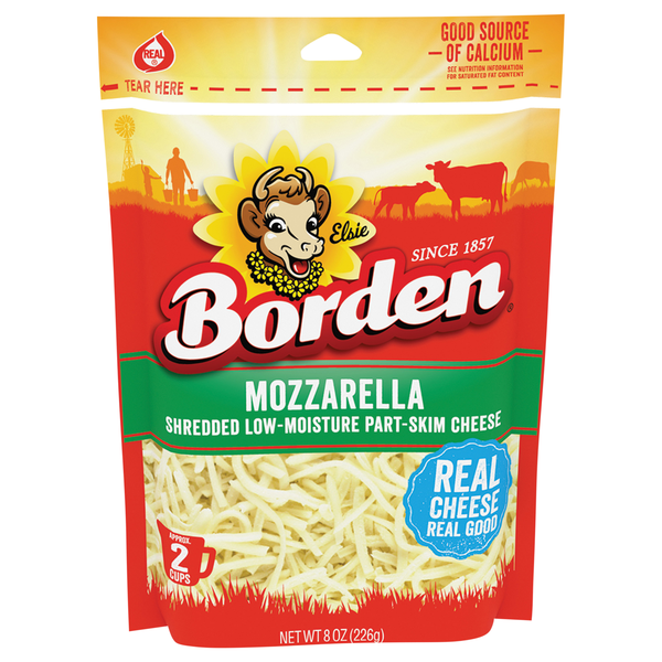 Borden Part-Skim Regular Cut Mozzarella Cheese Shreds