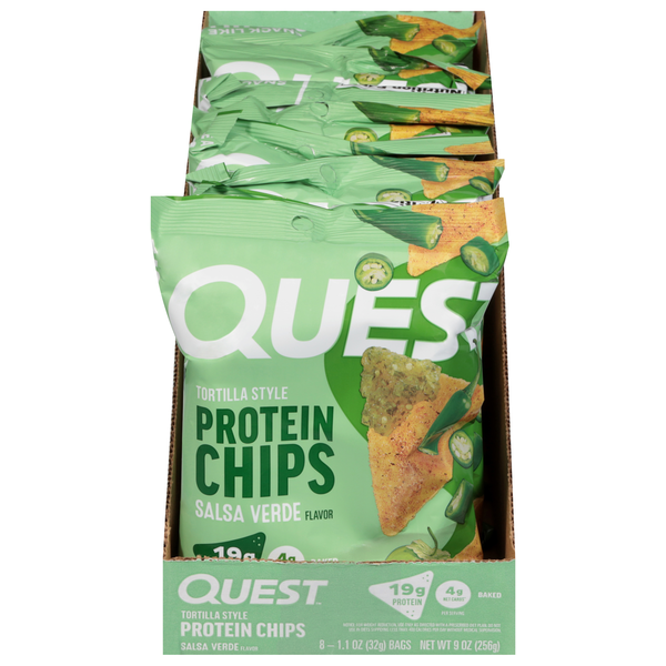 Quest Salsa Verde Flavor Tortilla Style Protein Chips - 8 ct