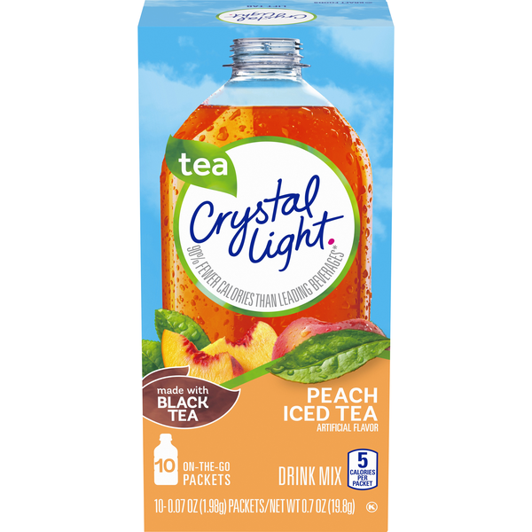 Crystal Light Sugar Free Peach Iced Tea On The Go Mix Packets - 10 ct