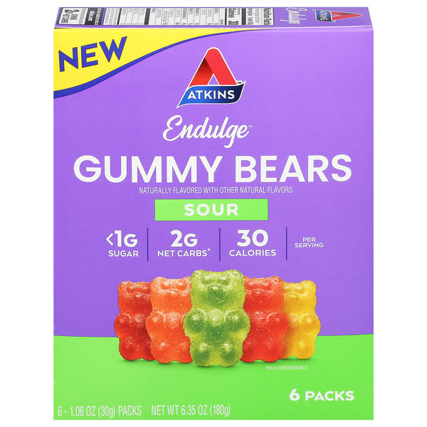 Atkins Endulge Sour Gummy Bears - 6 ct
