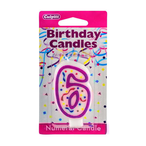Culpitt Pink Numeral Birthday Candle #6