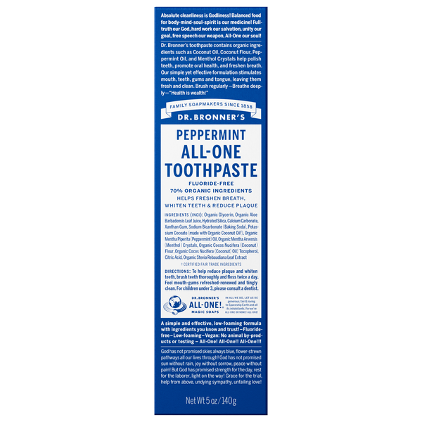 Dr. Bronner's Organic All-One Peppermint Toothpaste