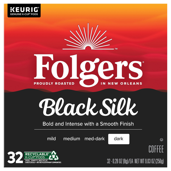 Folgers Black Silk Dark Roast K-Cup Coffee Pods