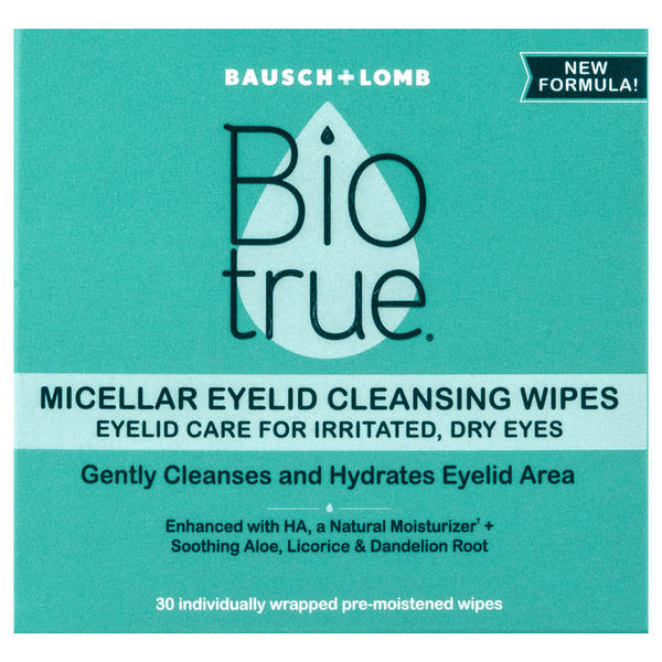 Bausch + Lomb Bio True Micellar Eyelid Cleansing Wipes