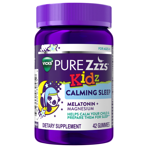Vicks Pure Zzzs Kidz Berry Calming Melatonin + Magnesium Sleep Aid Gummies