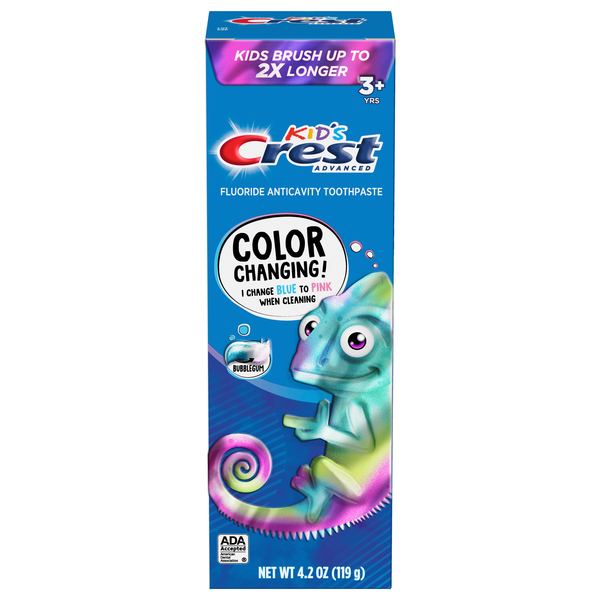 Crest Kid's Advanced Color Changing Bubblegum Fluoride Toothpaste