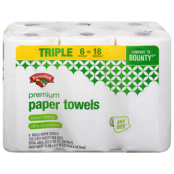 Hannaford Any Size Monster Roll 2-Ply Premium Paper Towels - 6 ct