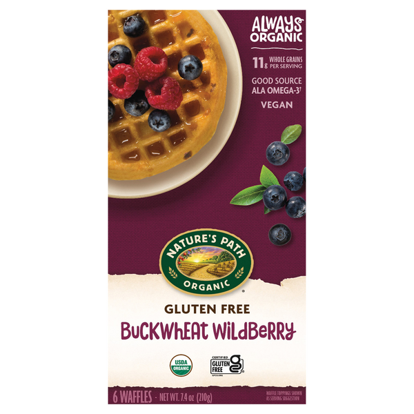 Nature's Path Organic Gluten Free Vegan Buckwheat Wildberry Waffles - 6 ct
