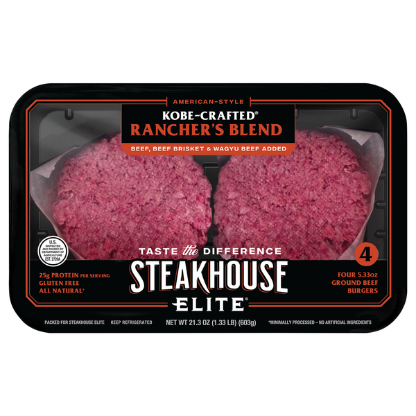 Steakhouse Elite Kobe Crafted Ground Beef Burgers with Brisket - 4 ct