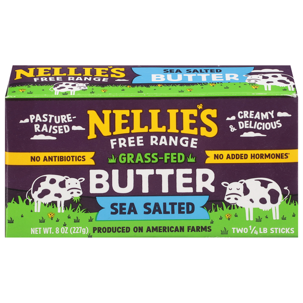 Nellie's Free Range Slow Churned Sea Salted Butter Sticks - 2 ct