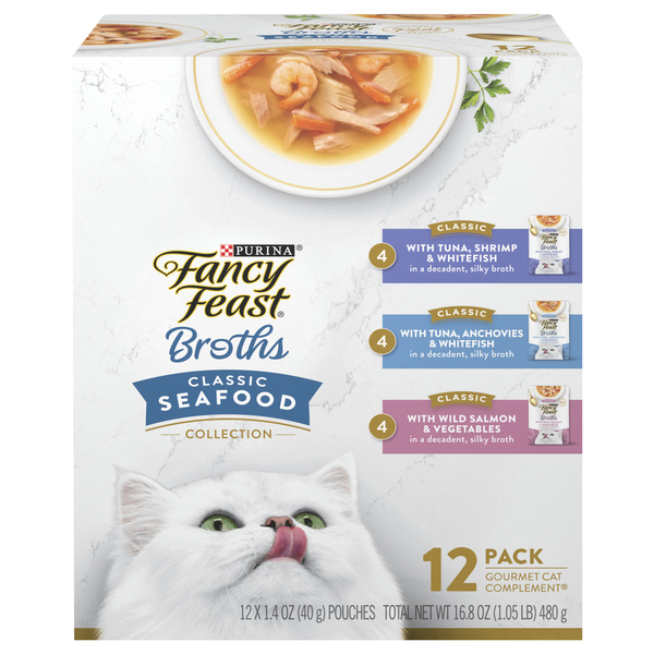 Fancy Feast Broths Cat Complement Classic Collection Variety Pack - 12 ct
