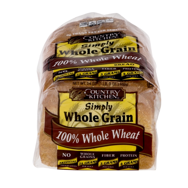 Country Kitchen Simply Whole Grain 100% Whole Wheat Sliced Bread