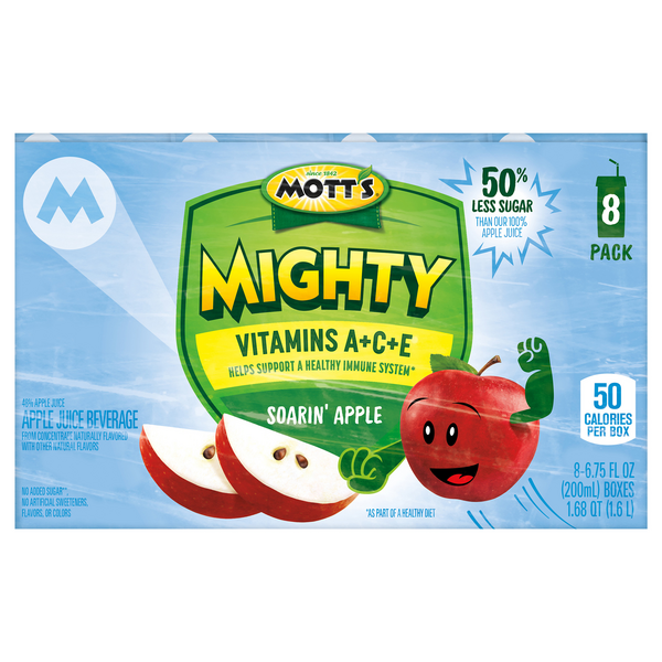 Mott's Mighty Soarin' Apple Juice Beverage Boxes - 8 pk