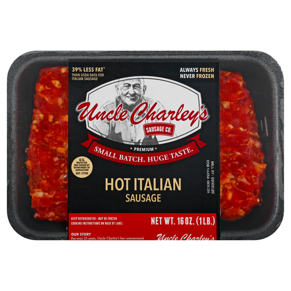 Save on Uncle Charley's Sausage Co. Ground Italian Sausage Hot Order