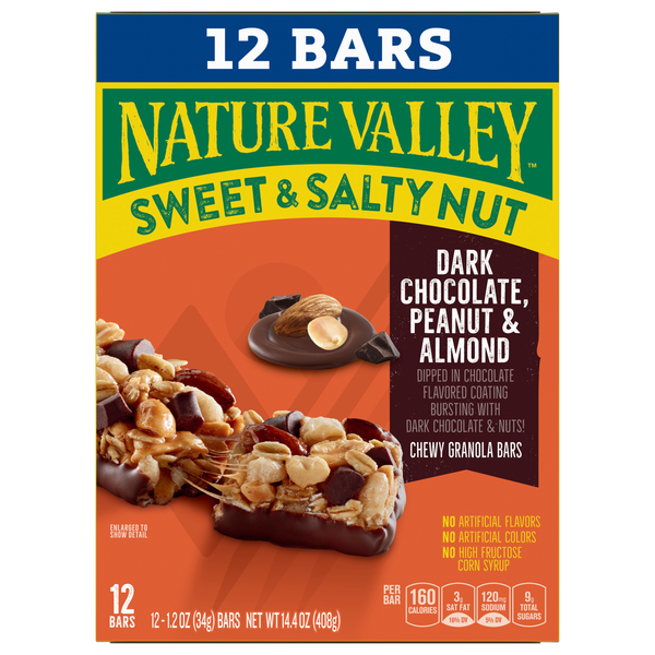 Nature Valley Sweet & Salty Dark Choc Peanut Almond Granola Bars - 12 ct