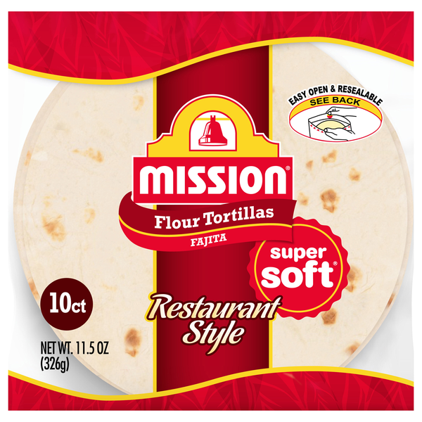 Mission Super Soft Restaurant Style Flour Tortillas Fajita Size - 10 ct