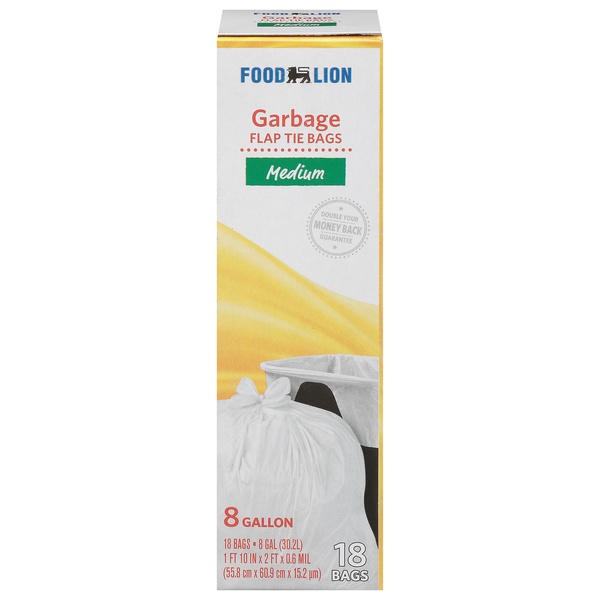Food Lion Medium Flap Tie 8 Gallon Garbage Bags