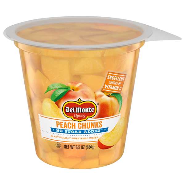 Del Monte No Sugar Added Peach Chunks in Sweetened Water Fruit Cup