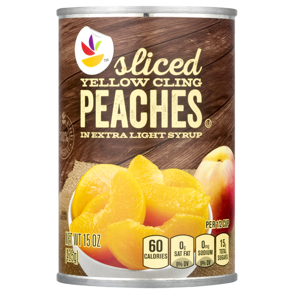 Our Brand Sliced Yellow Cling Peaches in Extra Light Syrup