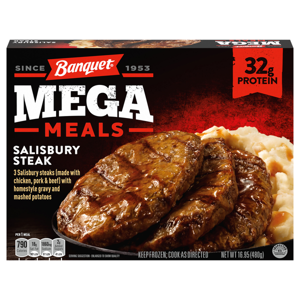Banquet MEGA Salisbury Steak Protein Frozen Meal