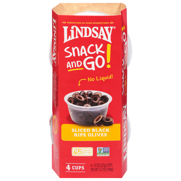 Lindsay Snack & Go! Sliced Ripe Black Olives Cups - 4 ct
