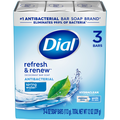 Dial Refresh & Renew Spring Water Antibacterial Deodorant Soap Bar - 3 ct