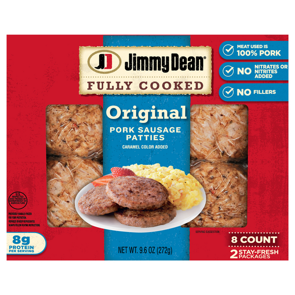 Jimmy Dean Fully Cooked Original Pork Breakfast Sausage Patties - 8 ct