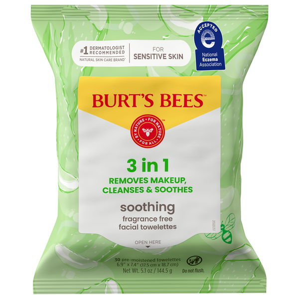 Burt's Bees Aloe Vera 3-n-1 Soothing Facial Towelettes