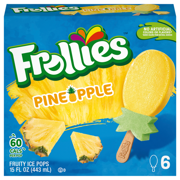 Frollies Gluten Free Pineapple Fruity Ice Pops - 6 ct Frozen