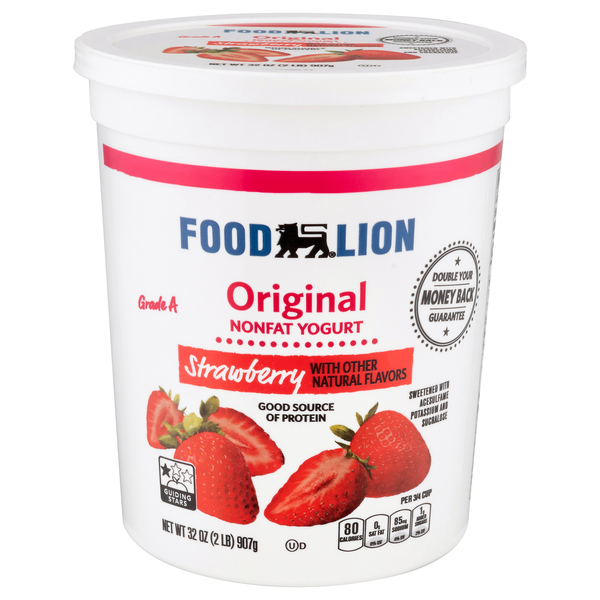 Food Lion Original Non Fat Strawberry Yogurt