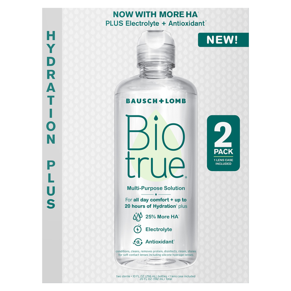 Biotrue Hydration Plus Multi-Purpose Contact Lens Solution - 2 ct