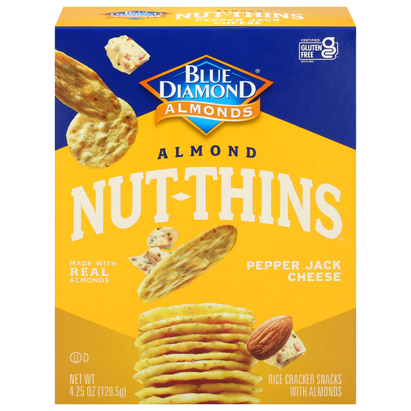Blue Diamond Almond Nut-Thins Gluten Free Pepper Jack Cheese Rice Crackers