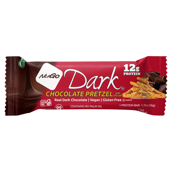 NuGo Gluten Free Vegan Dark Chocolate Pretzel w/Sea Salt 12g Protein Bar