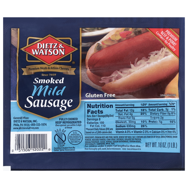 Dietz & Watson Mild Smoked Sausage - 8 ct