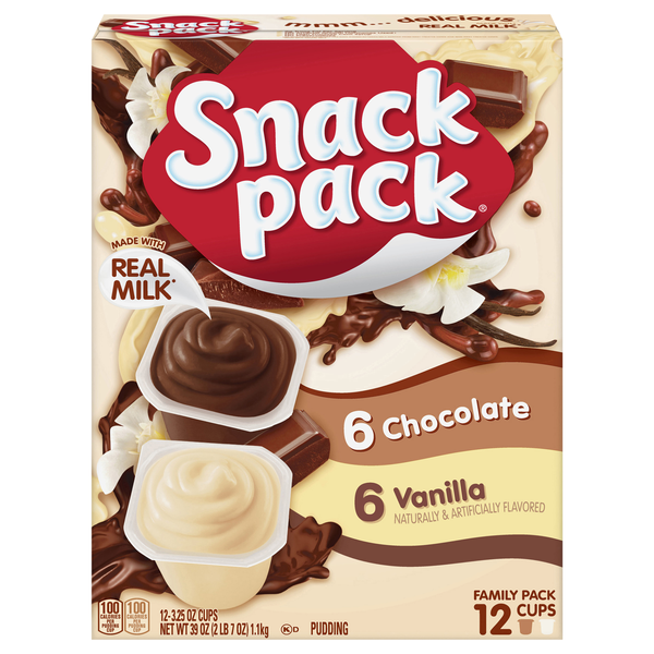 Snack Pack Chocolate & Vanilla Pudding Cups Family Pack - 12 ct