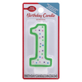 Betty Crocker Green with Dots Numeral Birthday Candle #1