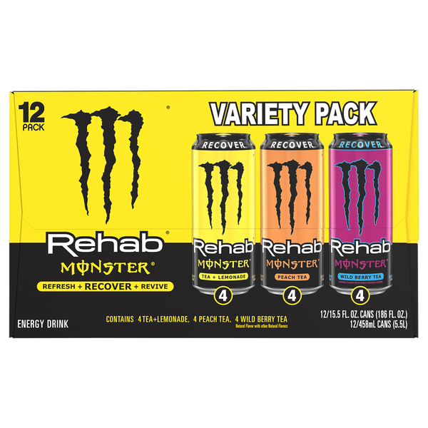 Monster Rehab Tea Variety Pack Energy Drink - 12 pk