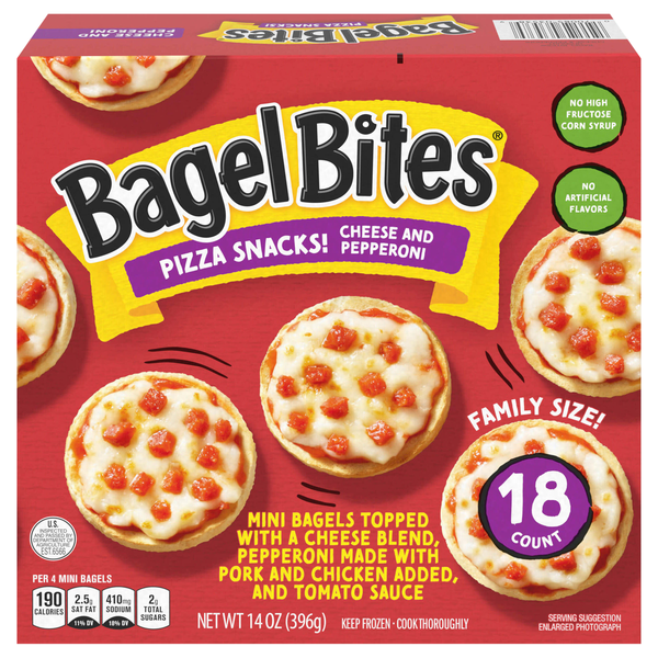 Bagel Bites Cheese & Pepperoni Mini Pizza Snacks - 18 ct Frozen