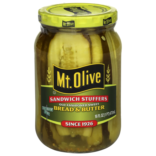 Mt. Olive Sandwich Stuffers Sweet Bread & Butter Pickles Flat Sliced