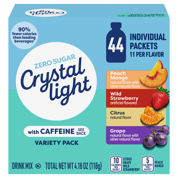 Crystal Light Zero Sugar Caffeine Drink Mix Variety Pack - 44 ct