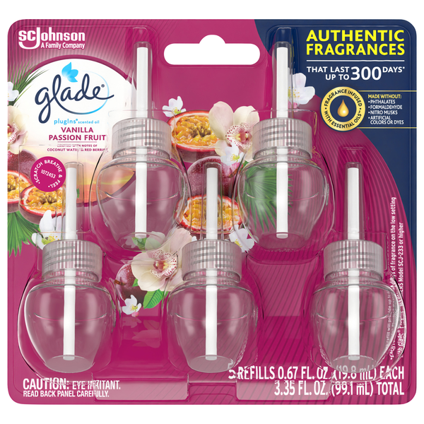 Glade plugIns Sheer Vanilla Passion Fruit Scented Oil Refills - 5 ct
