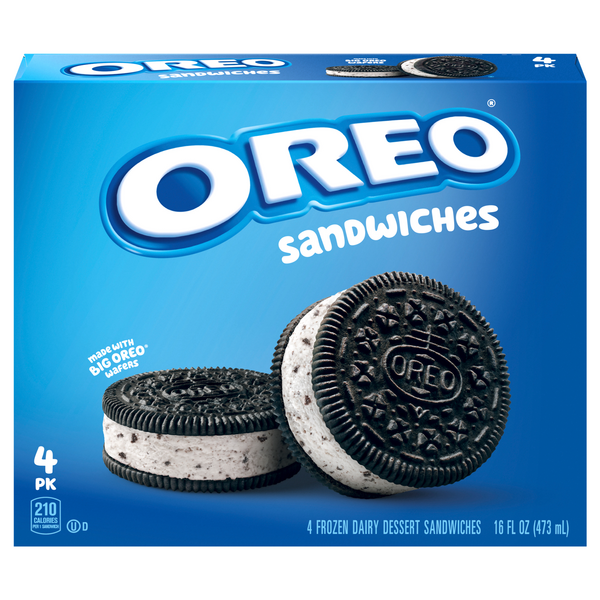 OREO Frozen Dairy Dessert Sandwiches - 4 ct