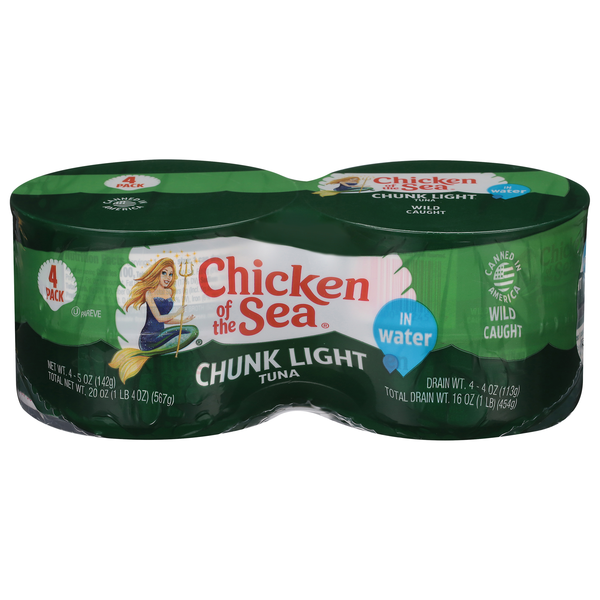 Chicken of the Sea Wild Caught Chunk Light Tuna in Water - 4 ct