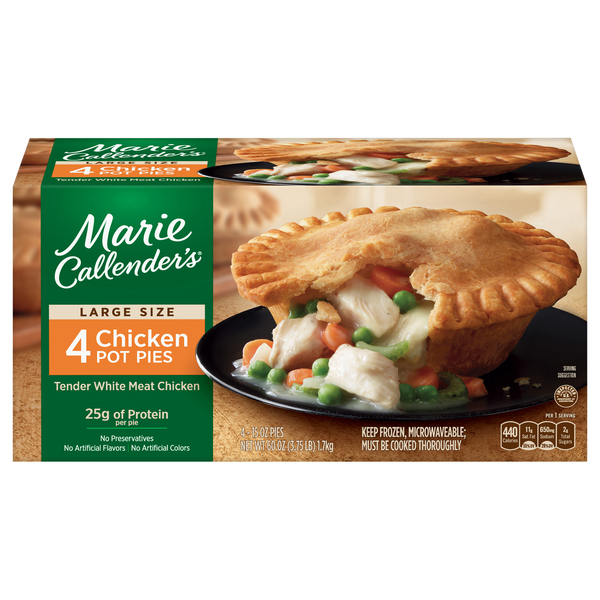Marie Callender's Chicken Pot Pie Large Size 25g Protein Frozen Meal - 4ct
